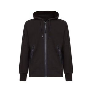 Cp Company Men Black Diagonal Raised Fleece Zip-Up Hoodie